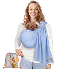 Senior Budday dog sling front-pack-wearer keeps small pets secure and close.