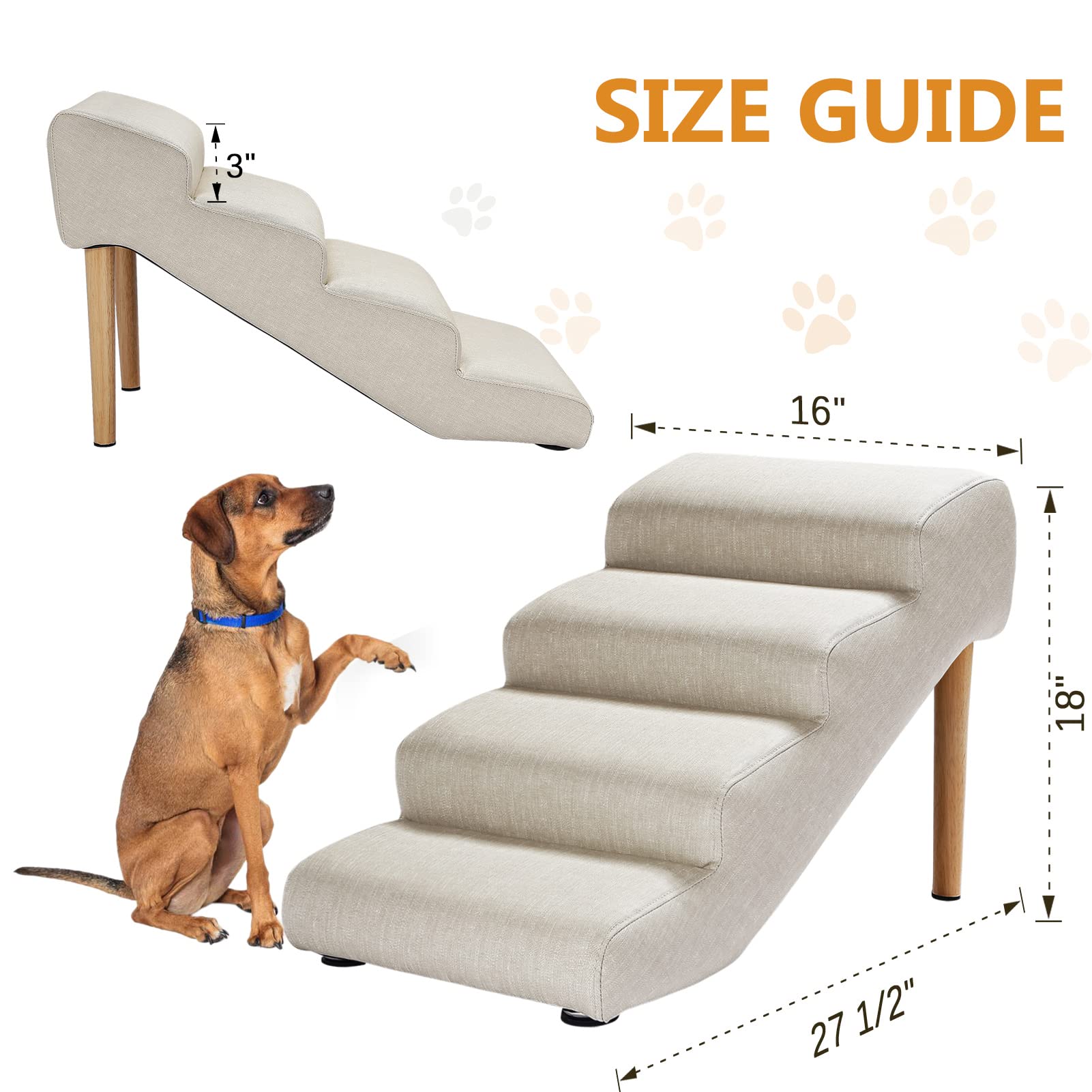 Senneny pet stairs support up to 150 lbs for sofa or bed access.