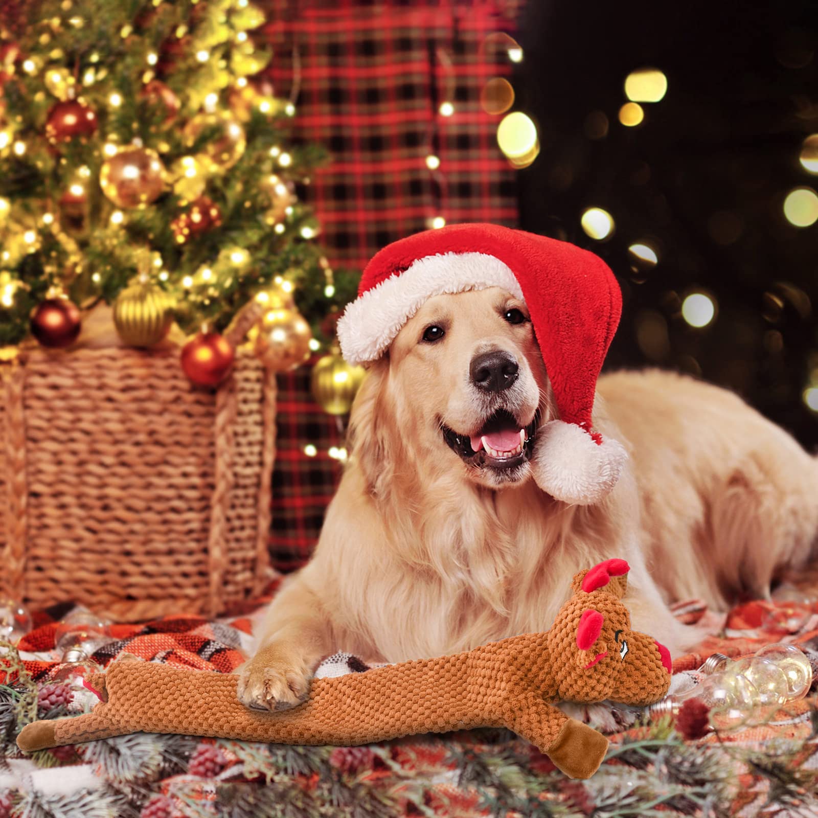 Senneny holiday plush reindeer perfect for Christmas play and photoshoots.