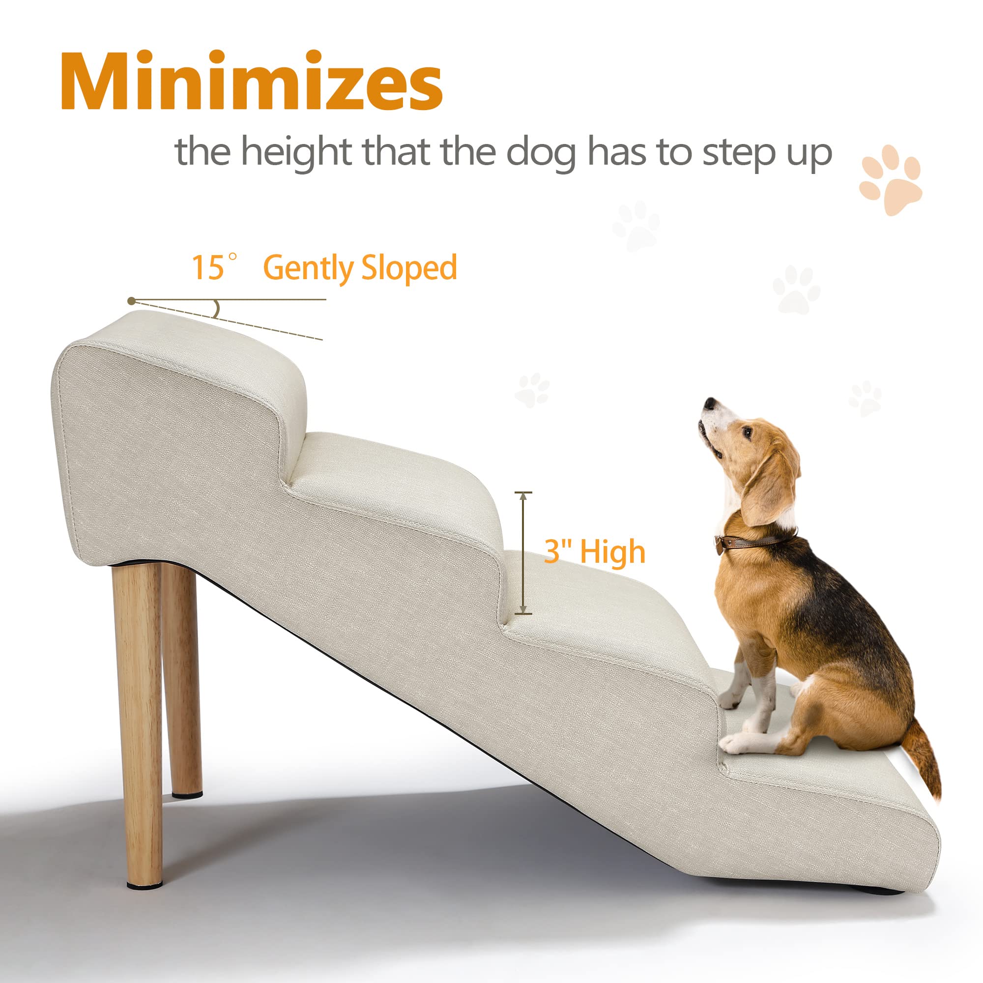 Senneny waterproof faux-leather dog stairs demonstrating sturdy surface for spills and cleaning.