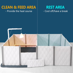 Senneny whelping box interior two-rooms layout supports efficient pup care.