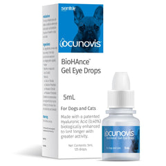 Sentrx Ocunovis bottle closeup showing easy dispensing for pet eye care