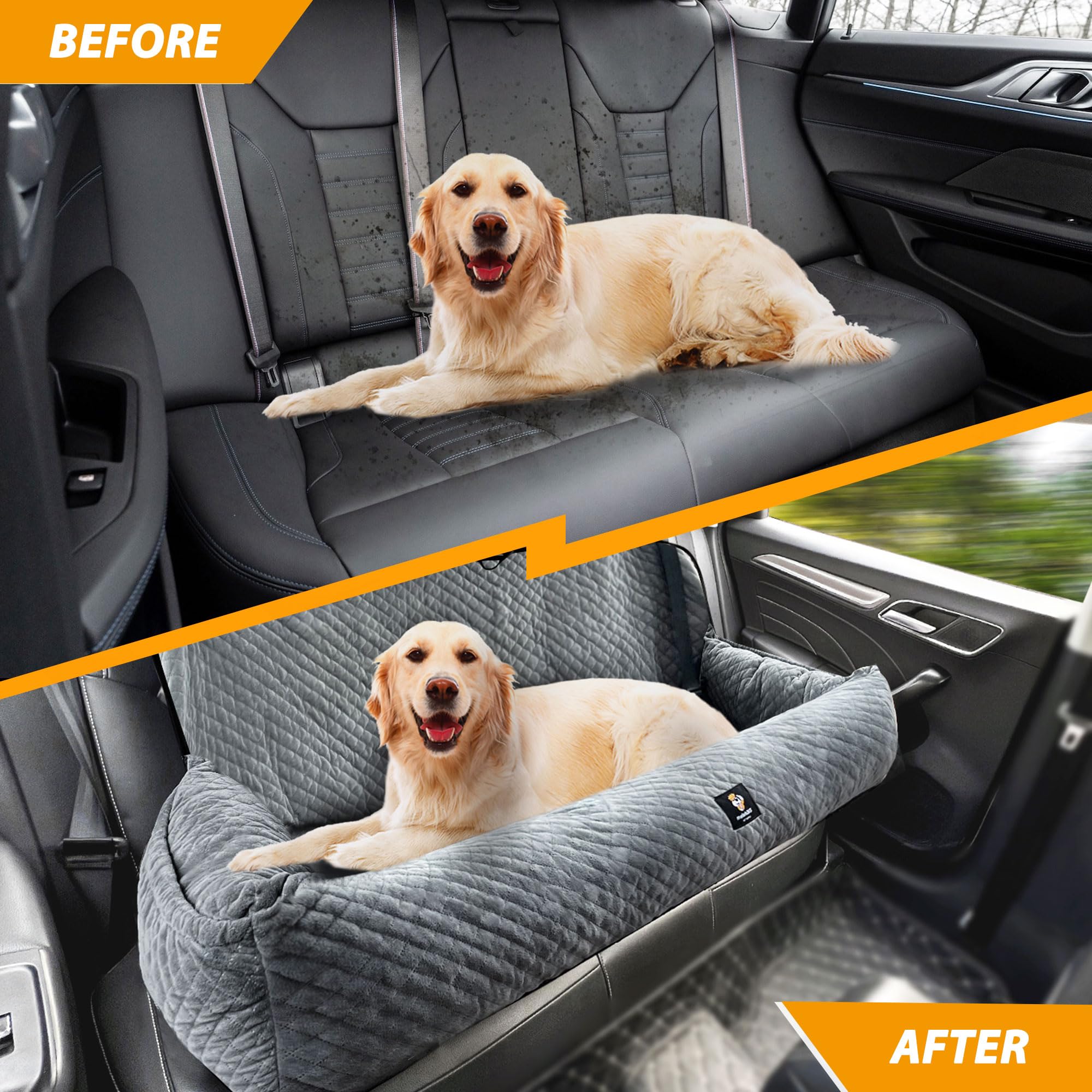 Sephyroth dog car seat uses premium suede and waterproof fabric for durable, cozy journeys.