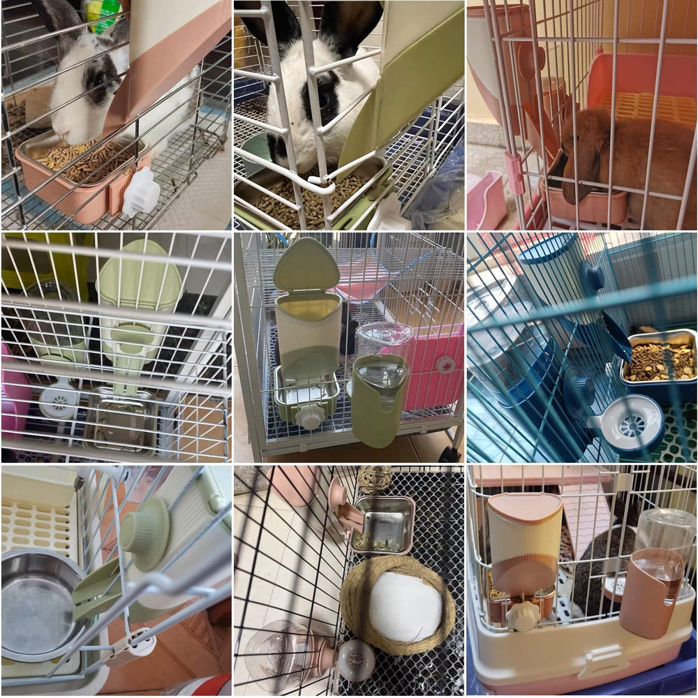 septillar 3-in-1 feeder suitable for rabbits, guinea pigs, and chinchillas for multi-pet feeding