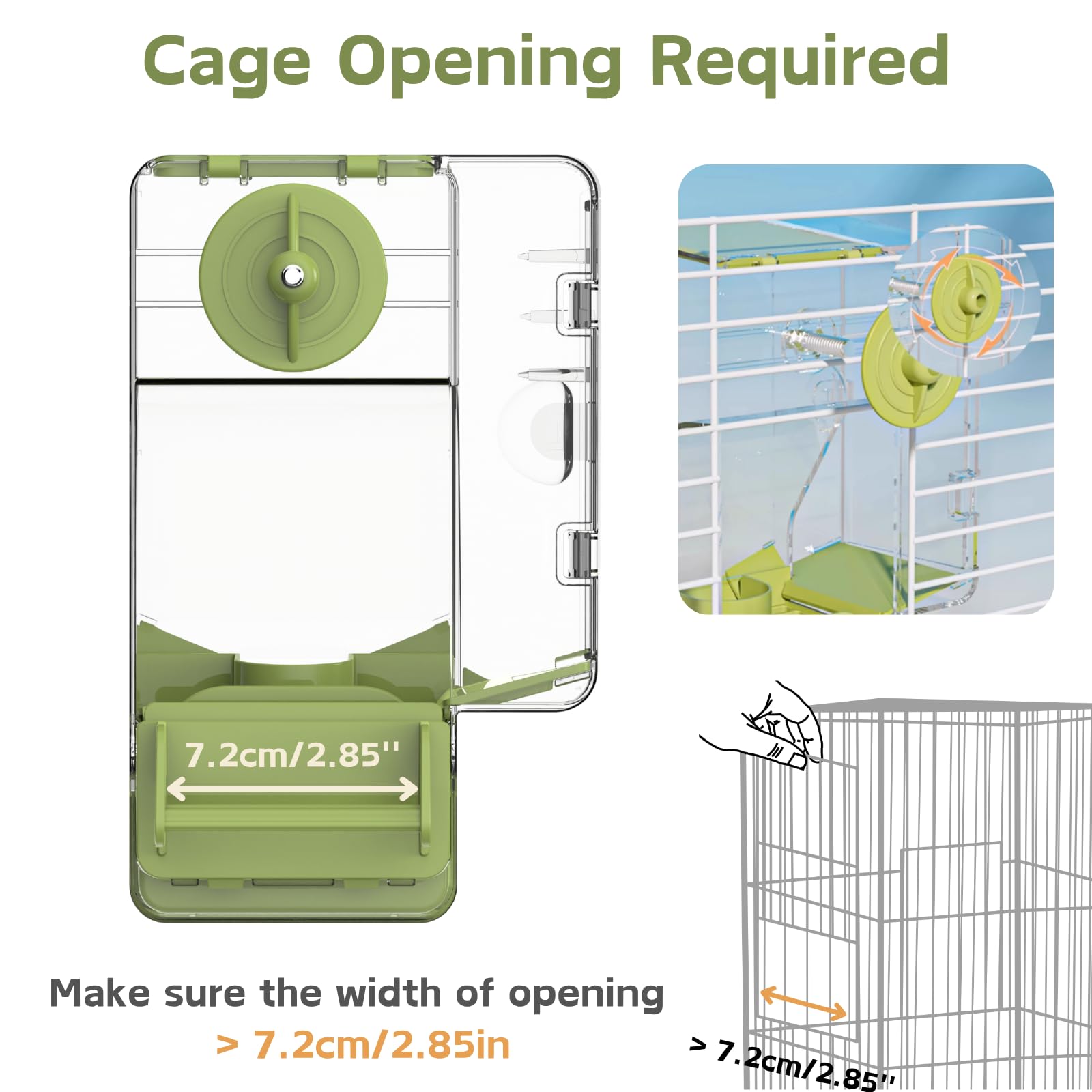 Septillar automatic feeder lower drawer keeps the cage clean by catching husks and leftovers.