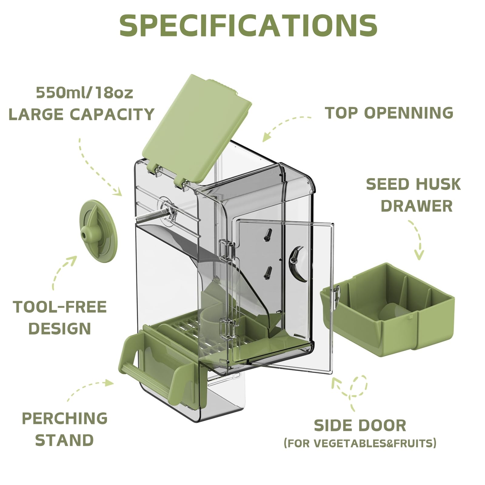 Septillar automatic feeder perch setup highlights easy, comfortable feeding with a built-in perch.
