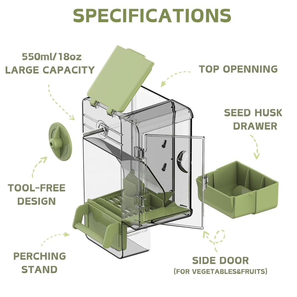 Septillar automatic feeder perch setup highlights easy, comfortable feeding with a built-in perch.