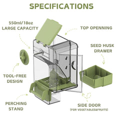 Septillar automatic feeder perch setup highlights easy, comfortable feeding with a built-in perch.