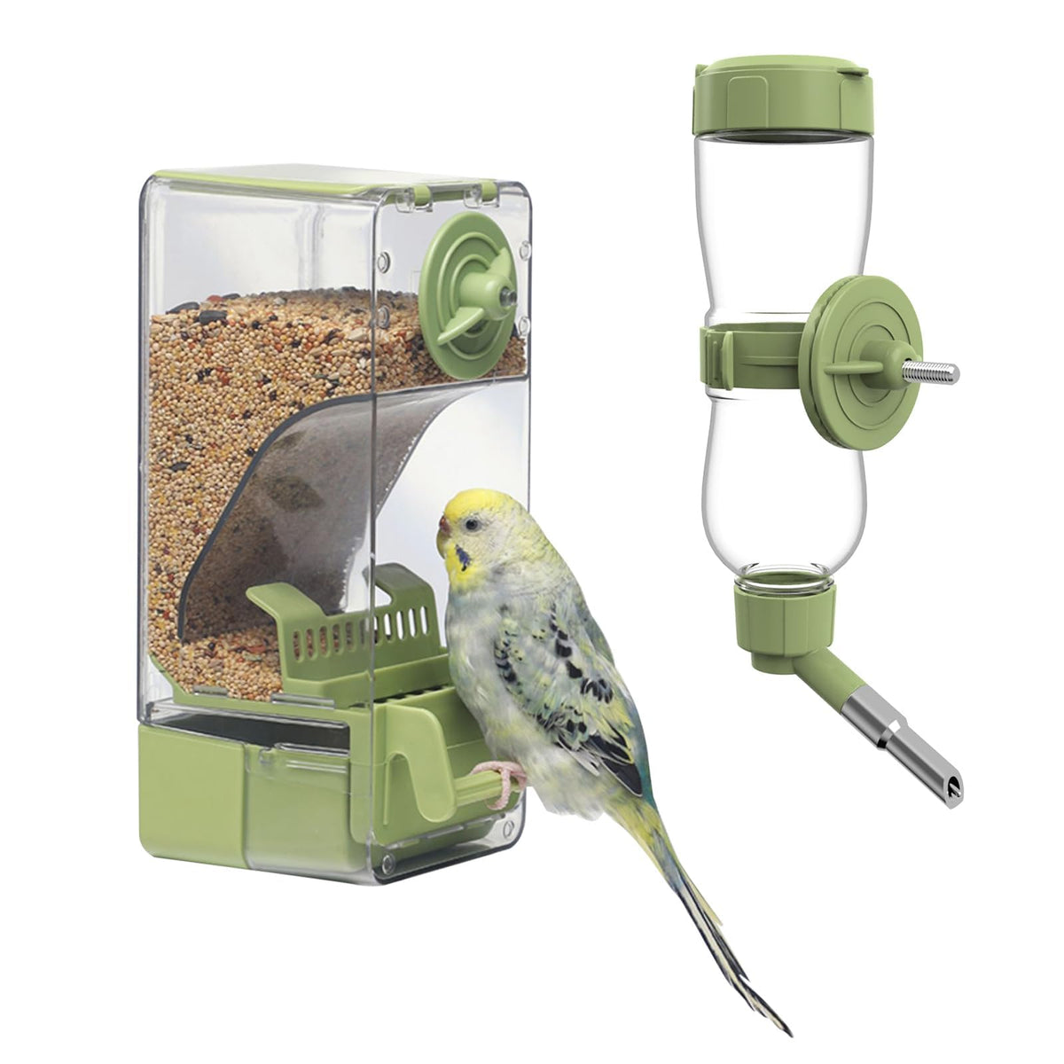 Septillar bird feeder seed drawer keeps cage clean with husk collection.