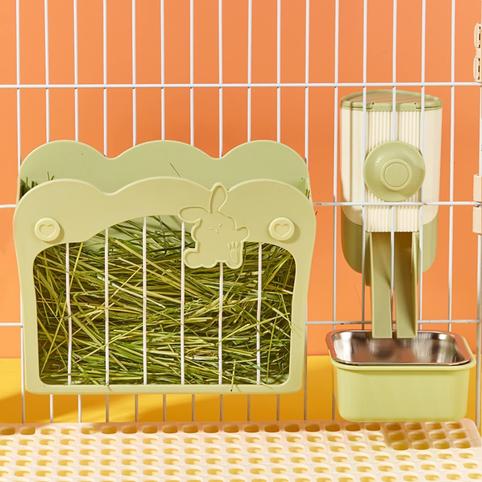 septillar rabbit hay feeder 3-in-1 full setup for organized feeding in cages
