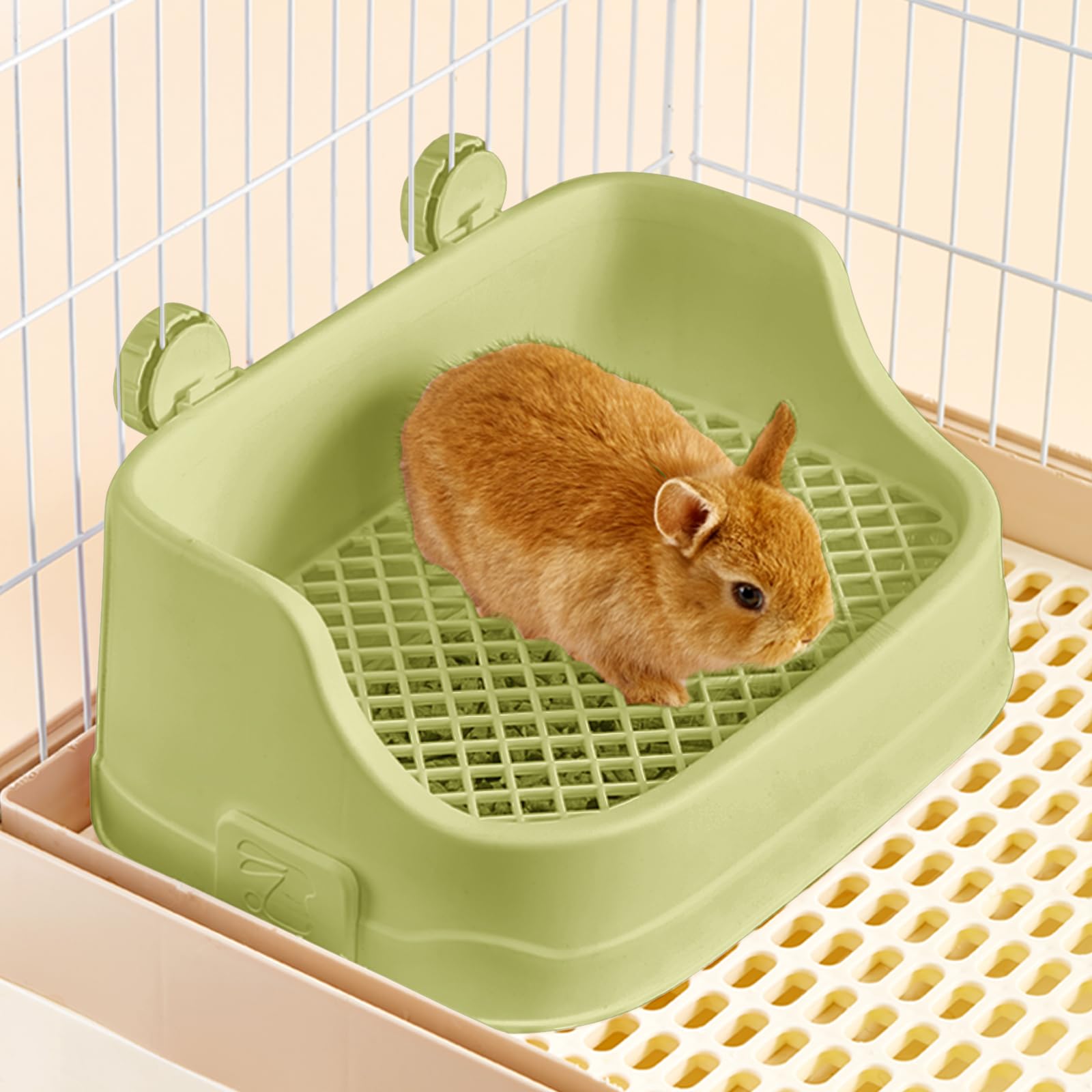 Septillar Rabbit Litter Box corner tray in green keeps cages tidy with easy access.