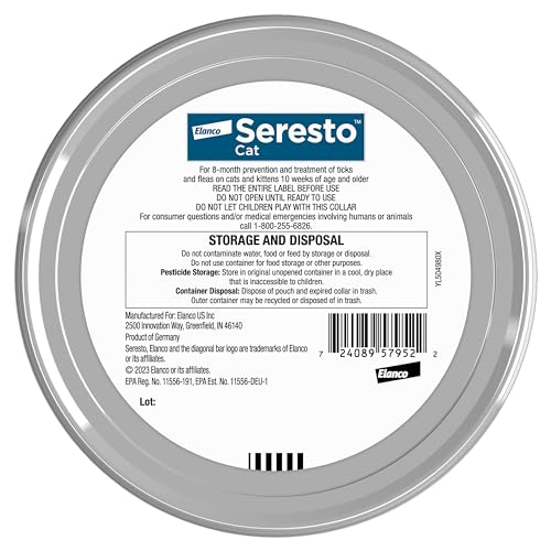 Close-up of Seresto cat collar highlighting lightweight, non-greasy design.