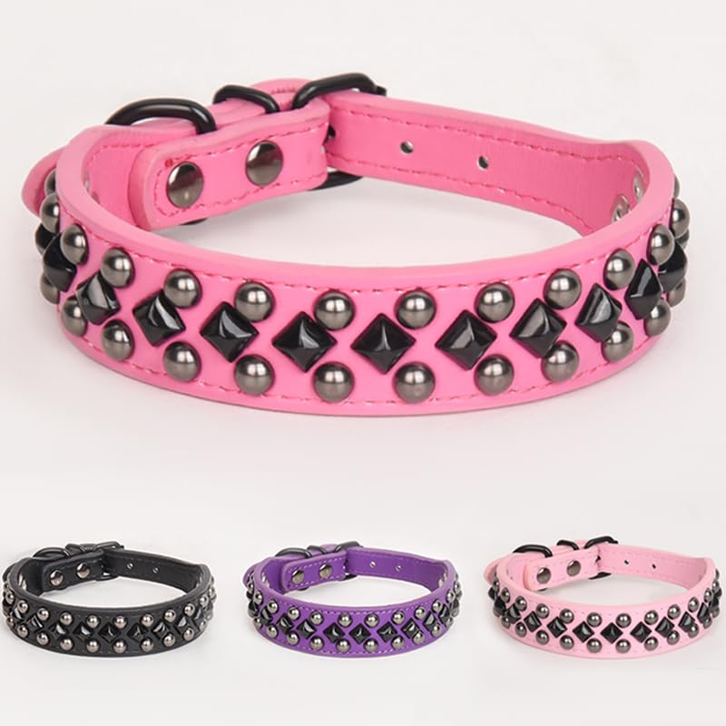 Serijoars Spiked collar pink studs detail highlights edgy style