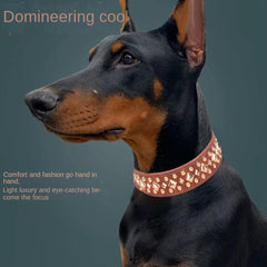 Serijoars spiked dog collar adjustable buckle on side view for secure fit.