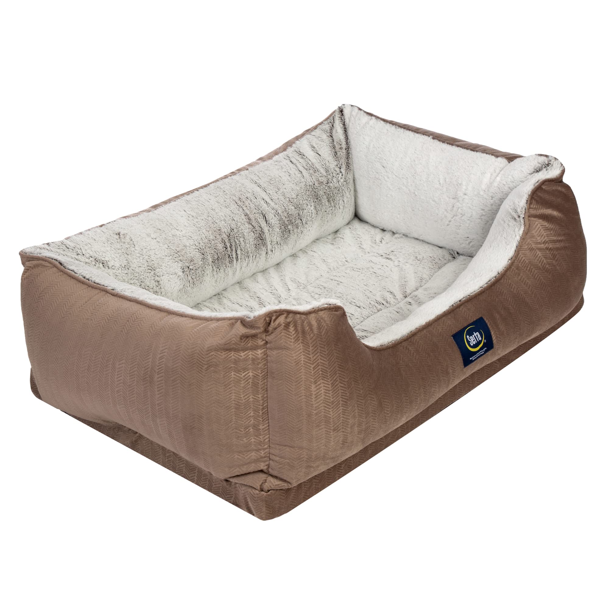 Serta Orthopedic Cuddler dog bed front view shows plush, secure bolster.