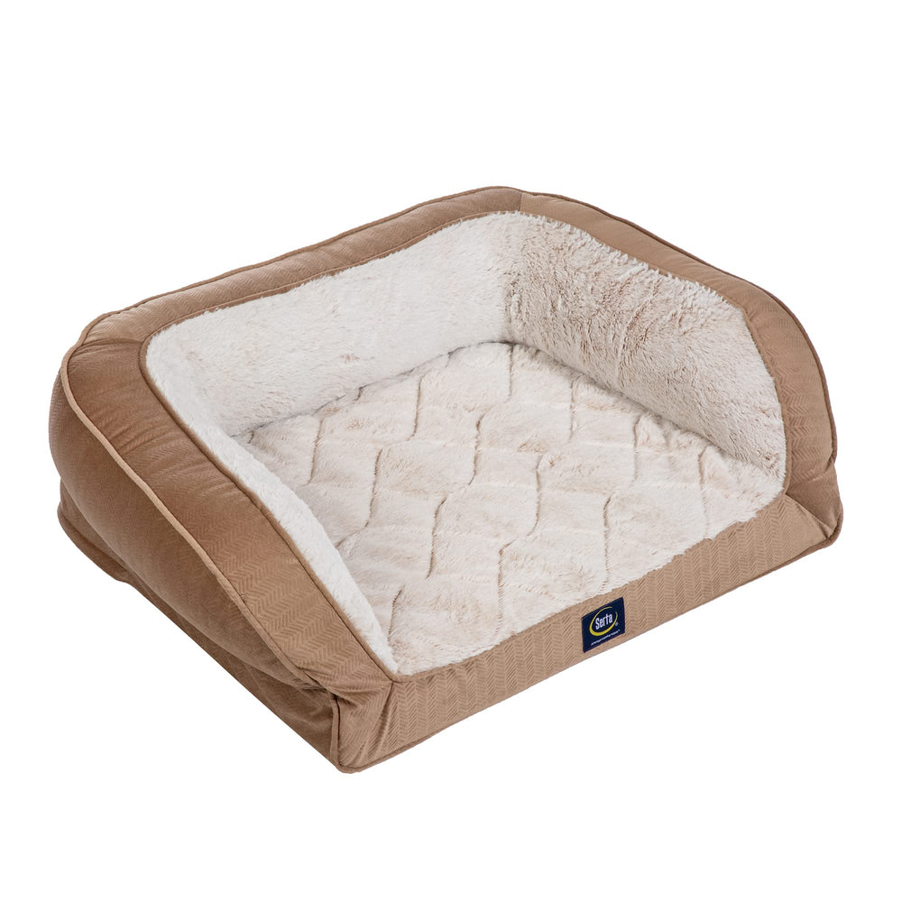 Serta Orthopedic Quilted Couch bed close-up showing plush surface for snuggling.