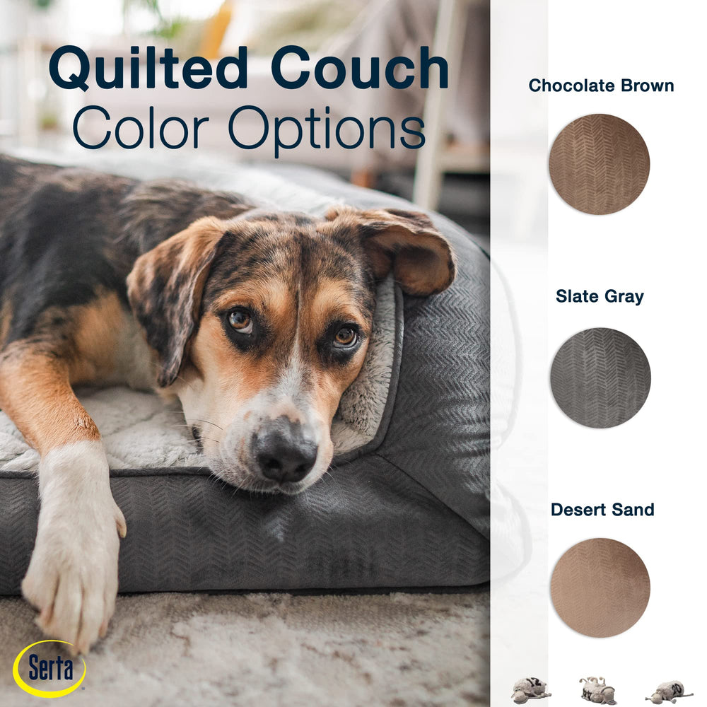 Serta orthopedic quilted couch dog bed slate gray convoluted foam; joint-friendly support.