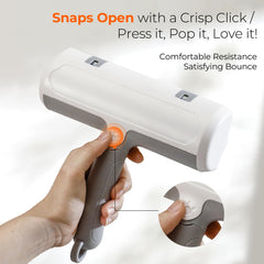 SESAMIU reusable pet hair remover roller multi-surface for couch, carpet, and car seats.
