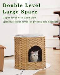 SETVSON cat house handwoven-rattan highlights durable craft and breathable comfort for lounging.