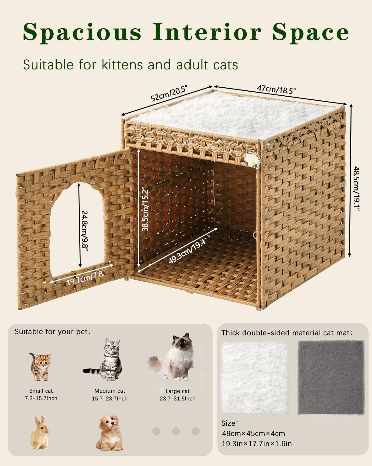 SETVSON easy-assembly rattan cat house includes tools for quick setup.
