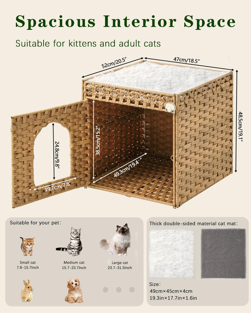 SETVSON easy-assembly rattan cat house includes tools for quick setup.