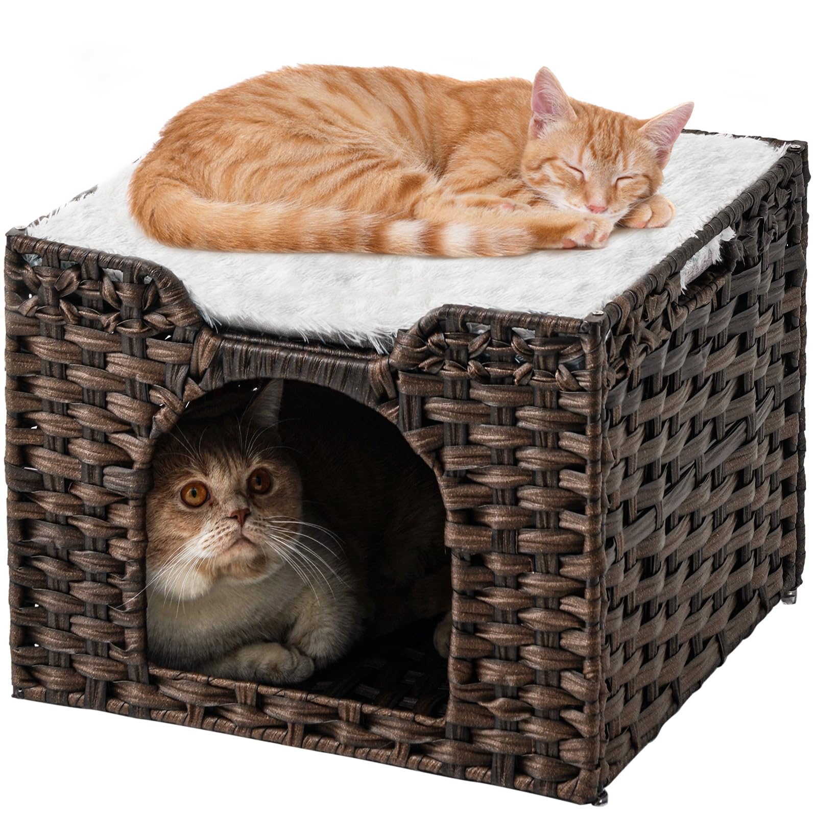 SETVSON cat bed indoor kitten house shows sturdy frame for safe lounging.