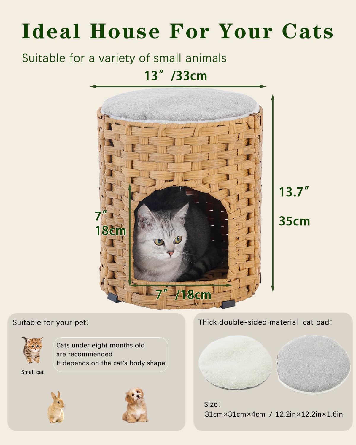 SETVSON cat house foldable design, easy storage and transport for homes and travel.