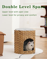 SETVSON cat house gray front view, blends with decor while offering a warm sleeping nook.