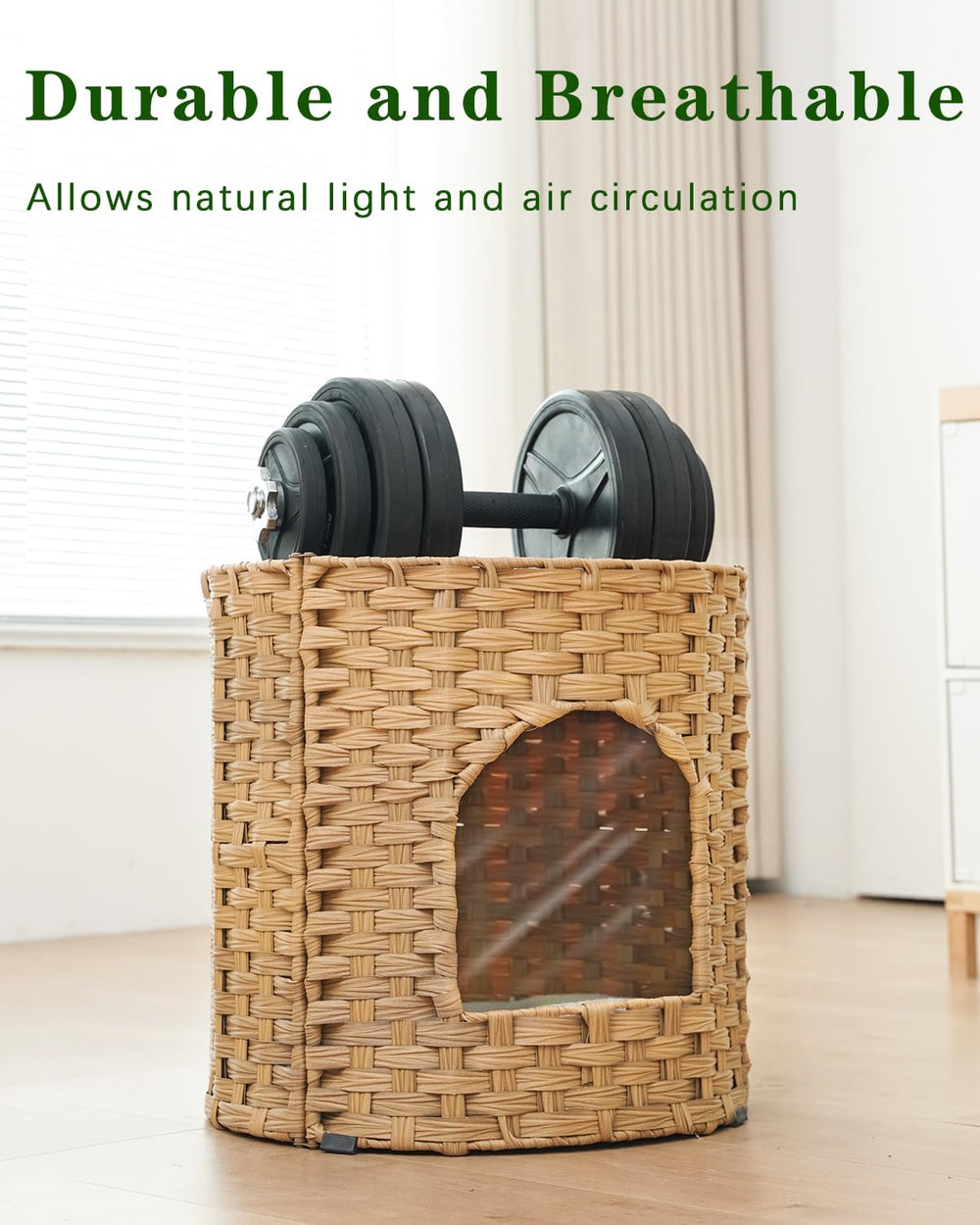 SETVSON cat house padded-cave includes double-sided pad for year-round warmth and ventilation.