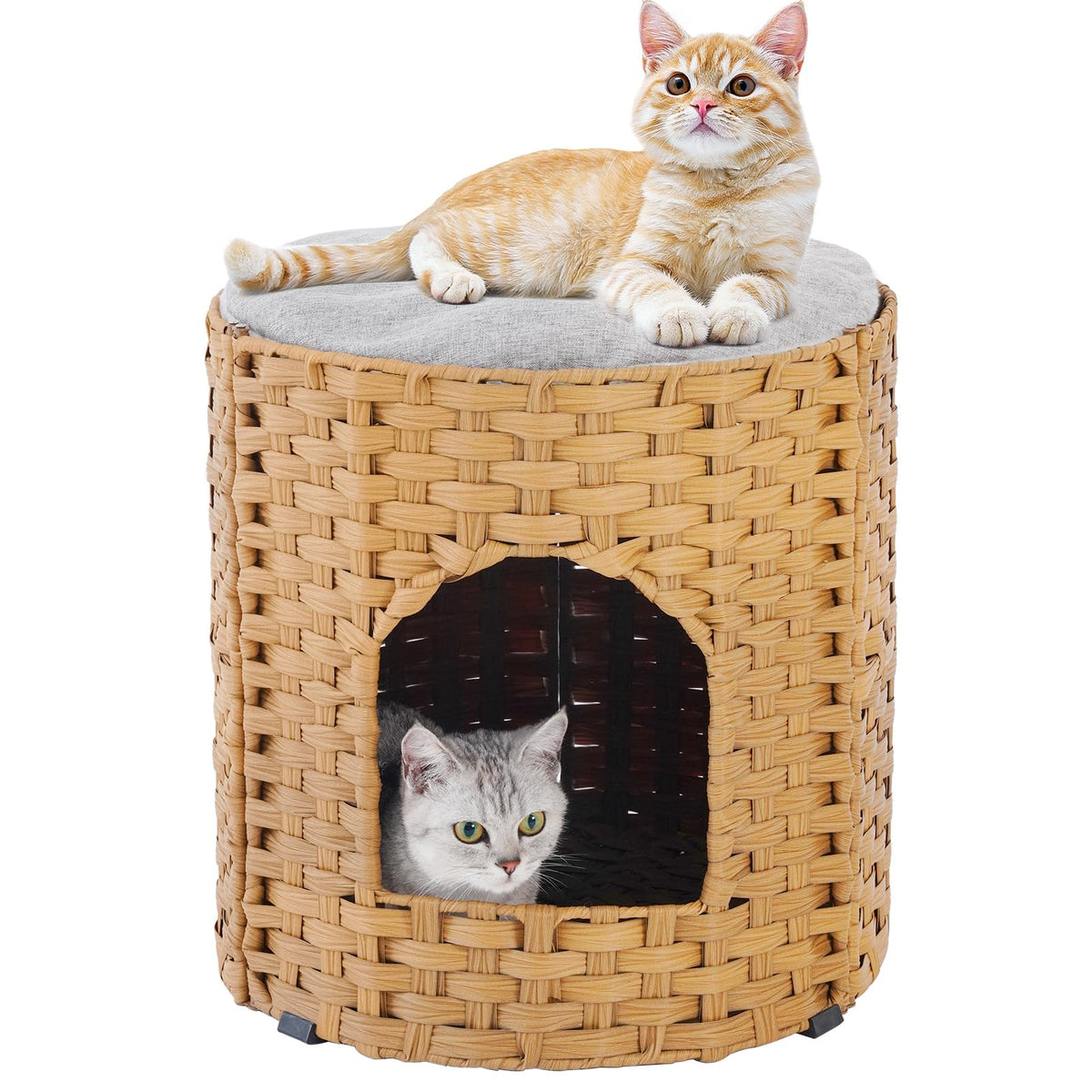 SETVSON cat house indoor large double cave with upper platform supports play and naps.