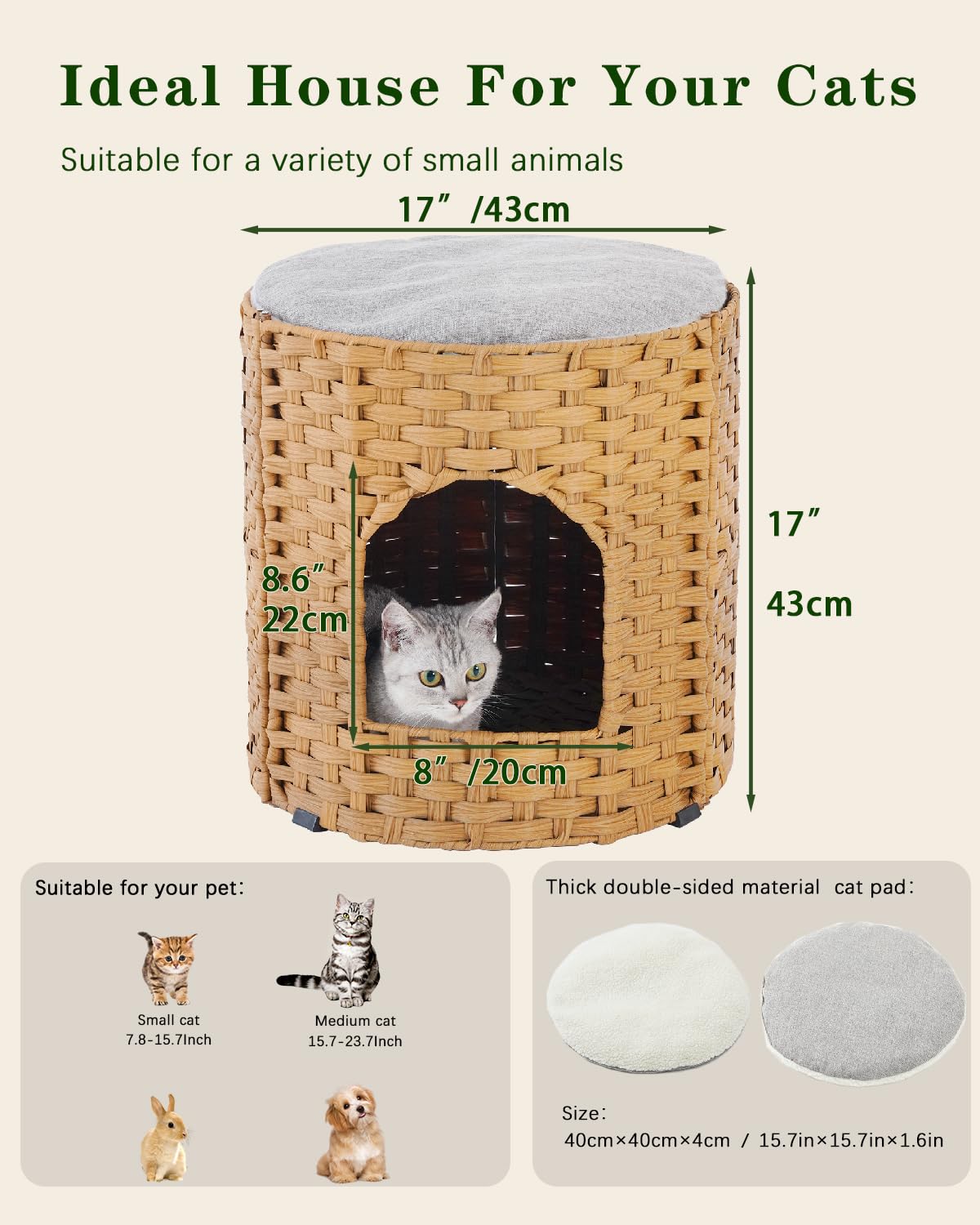 SETVSON cat house premium-material ensures water resistance and hair-repellent surface for daily cleaning.