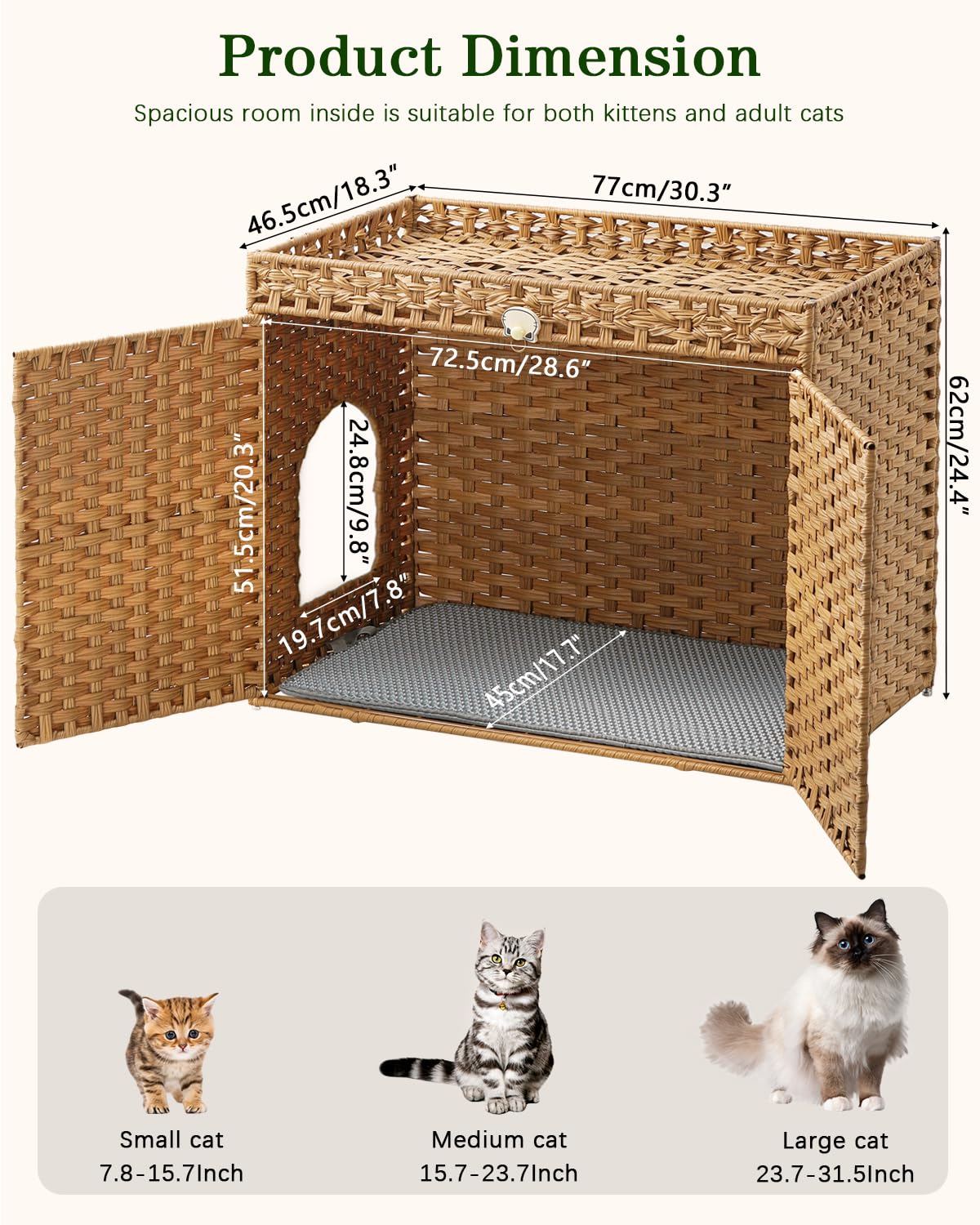 SETVSON waterproof-rattan keeps the enclosure easy to clean and moisture resistant