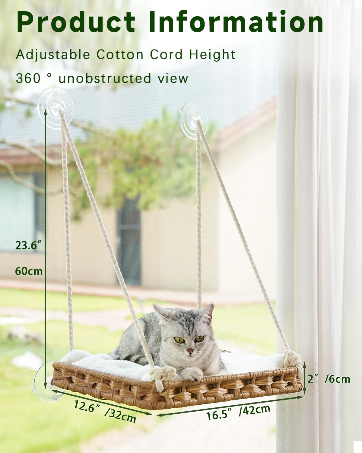 SETVSON cat window perch double-sided cushion simplifies washing and keeps naps soft