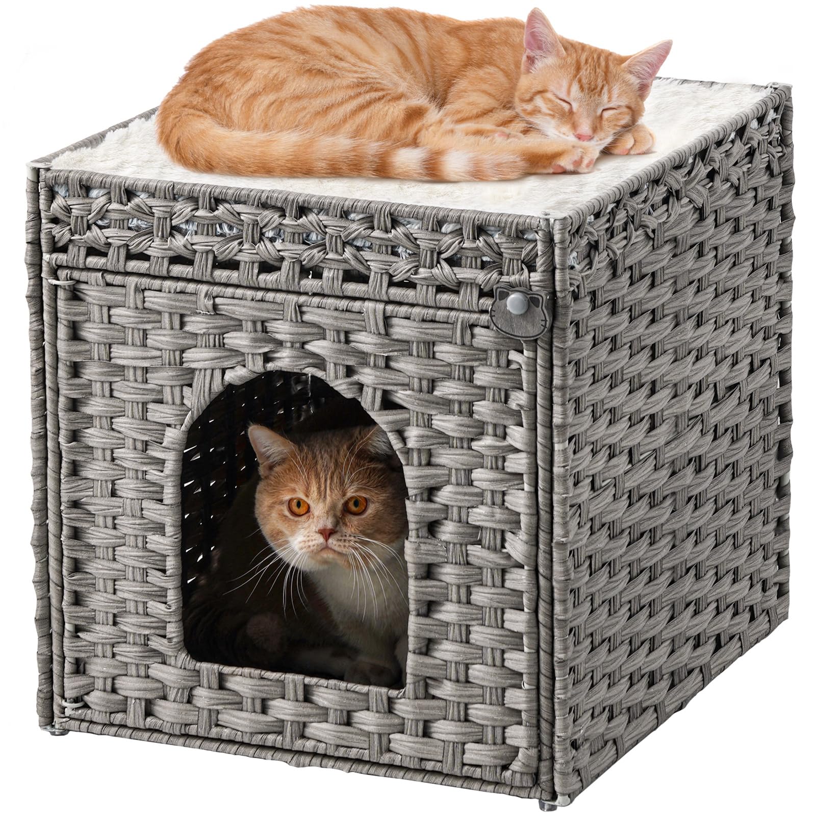 SETVSON extralarge double cat cave gray front view shows space for two cats
