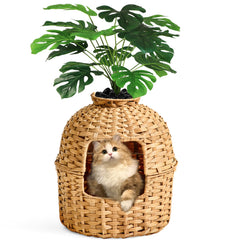 SETVSON hidden litter box planter in living room conceals a litter area with stylish decor.