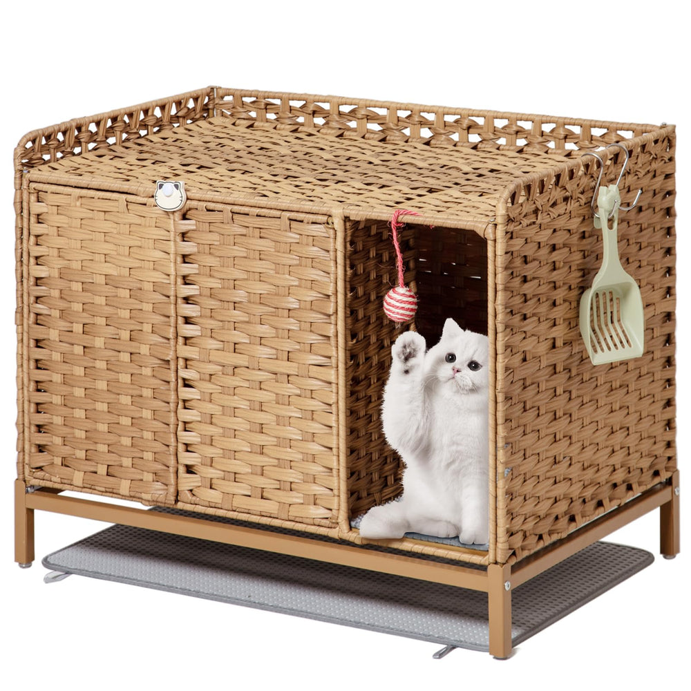 SETVSON litter box enclosure in natural finish provides discreet living-room storage.