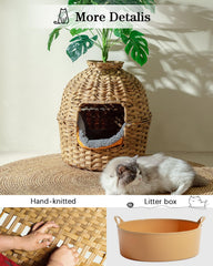 SETVSON real stones decorative litter box adds natural ambiance while hiding litter.