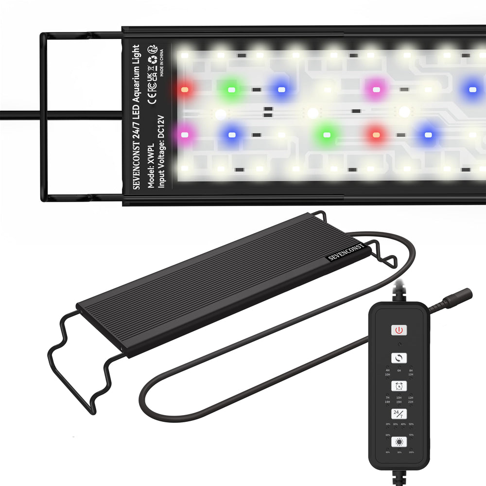 SevenCONST 24/7 mode aquarium light with full-spectrum glow for thriving aquatic plants.