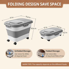 SEWIU dog food storage container wheeled-mobility for easy transport