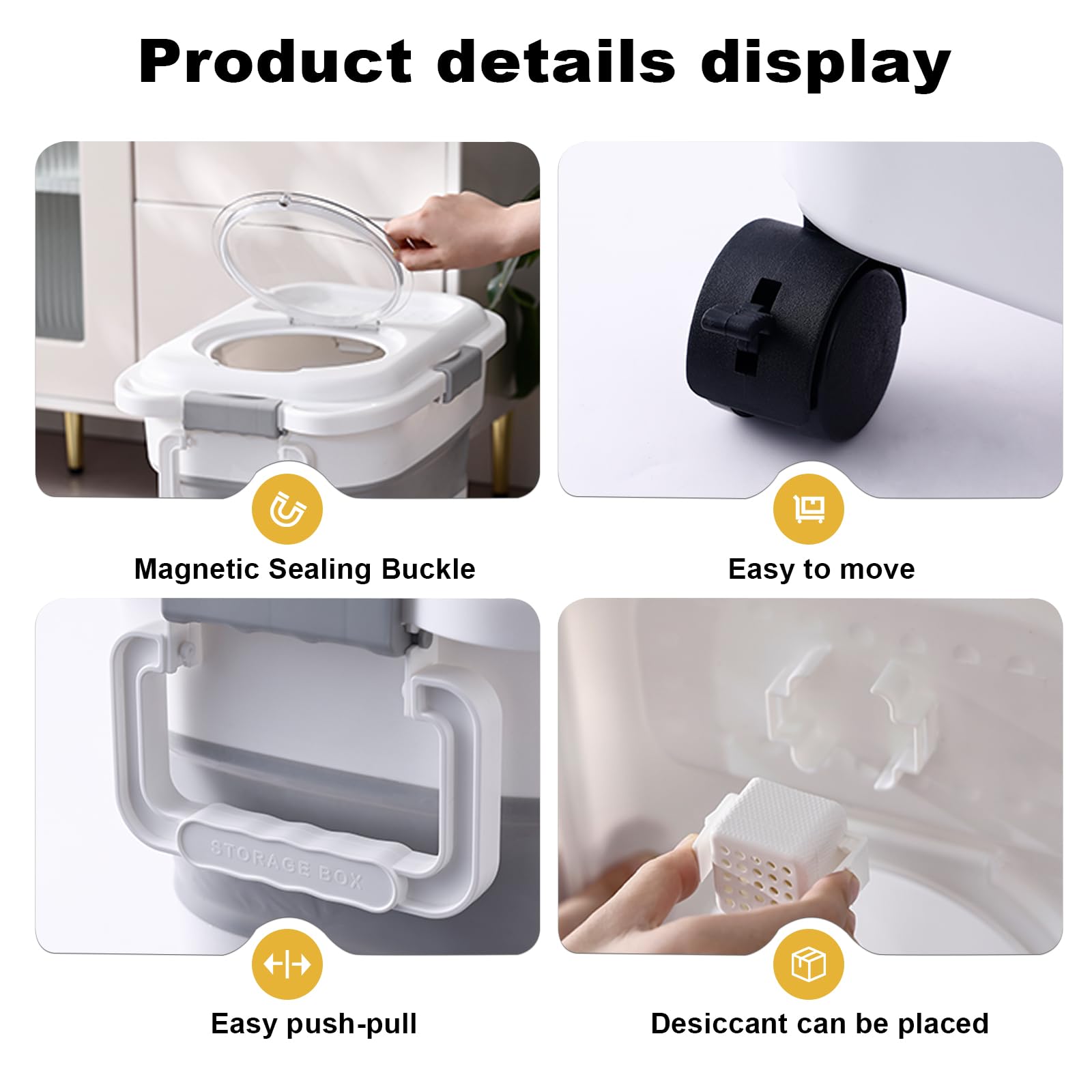 SEWIU dog food storage with wheels for easy mobility