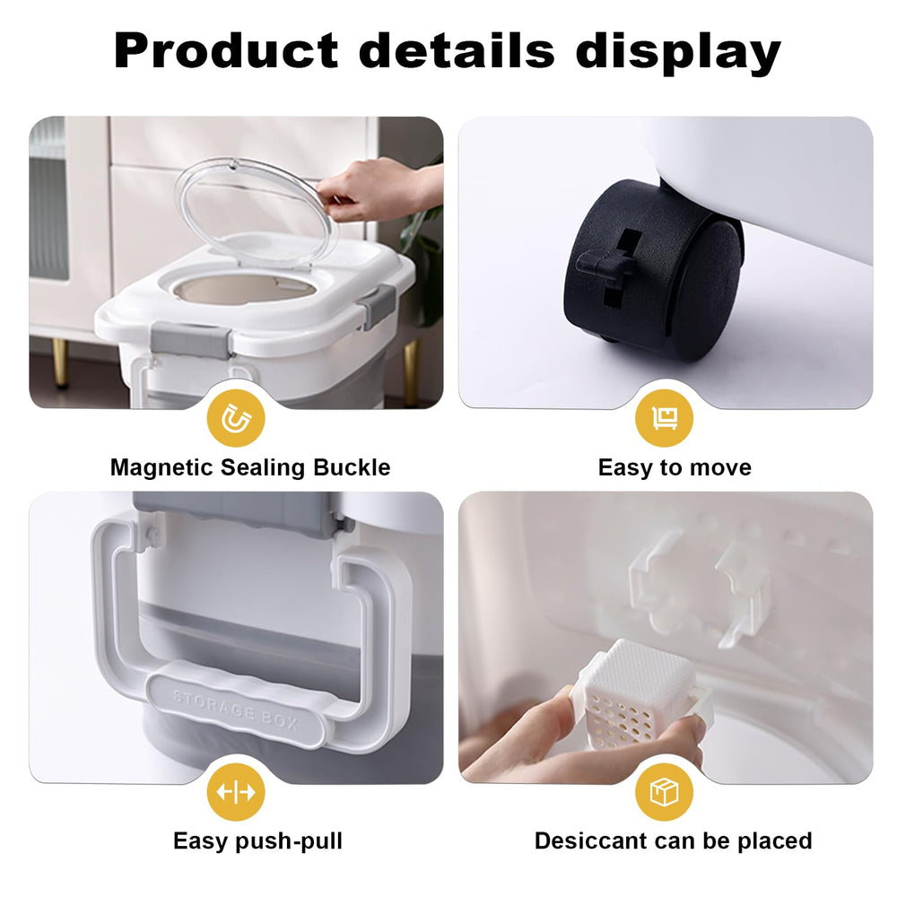 SEWIU dog food storage with wheels for easy mobility