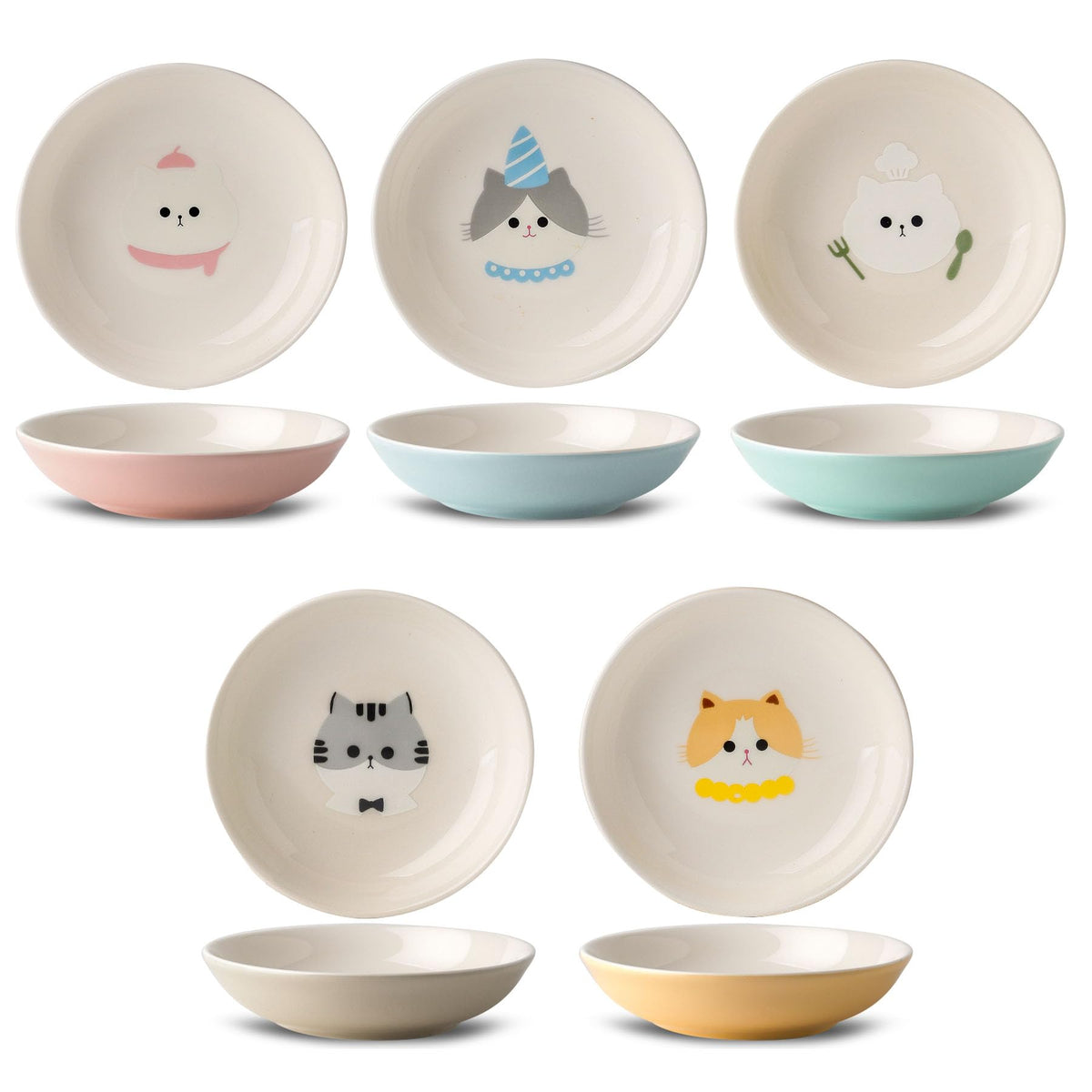 Seyatoo ceramic cat bowls set collection shown in colorful options for easy feeding.