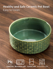 Seyatoo ceramic dog bowl green side view shows comfortable feeding height