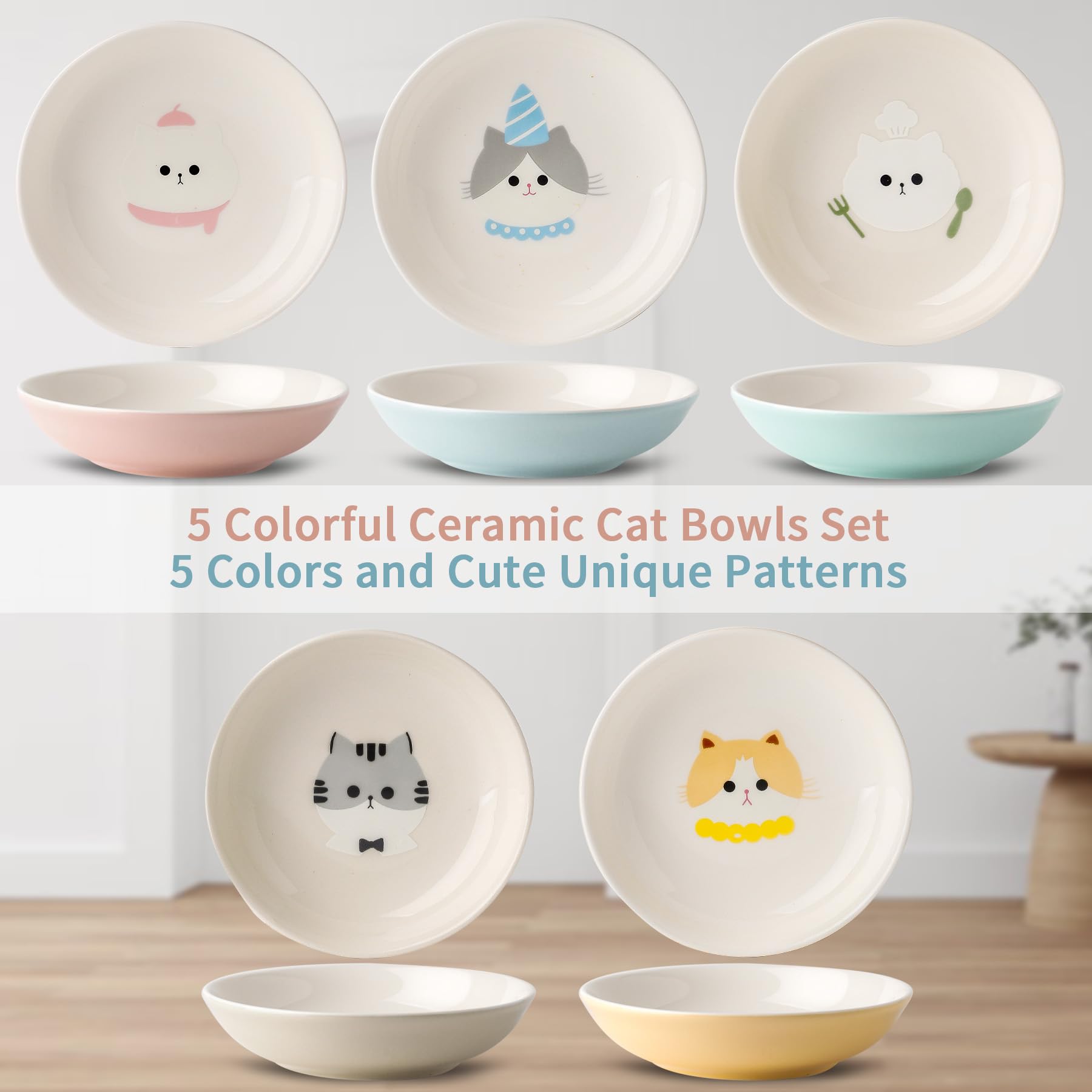 Seyatoo non-slip base cat bowls remain stable during meals.