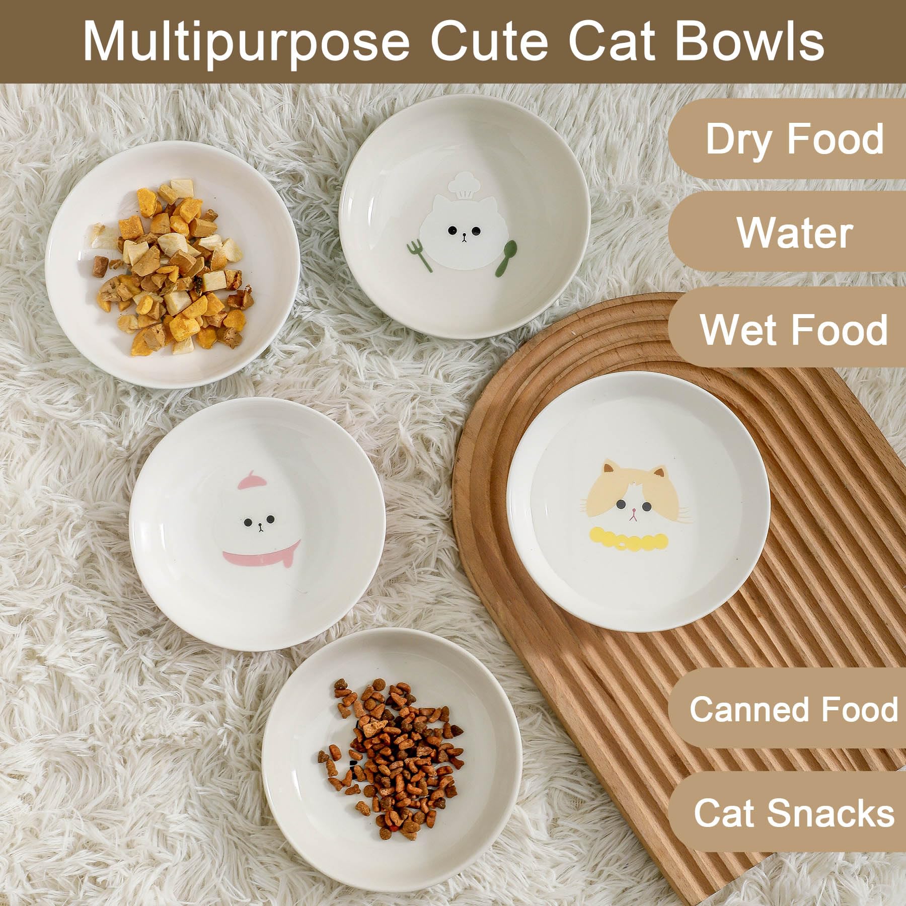 Seyatoo patterned bowls display colorful kitten designs for playful dining.
