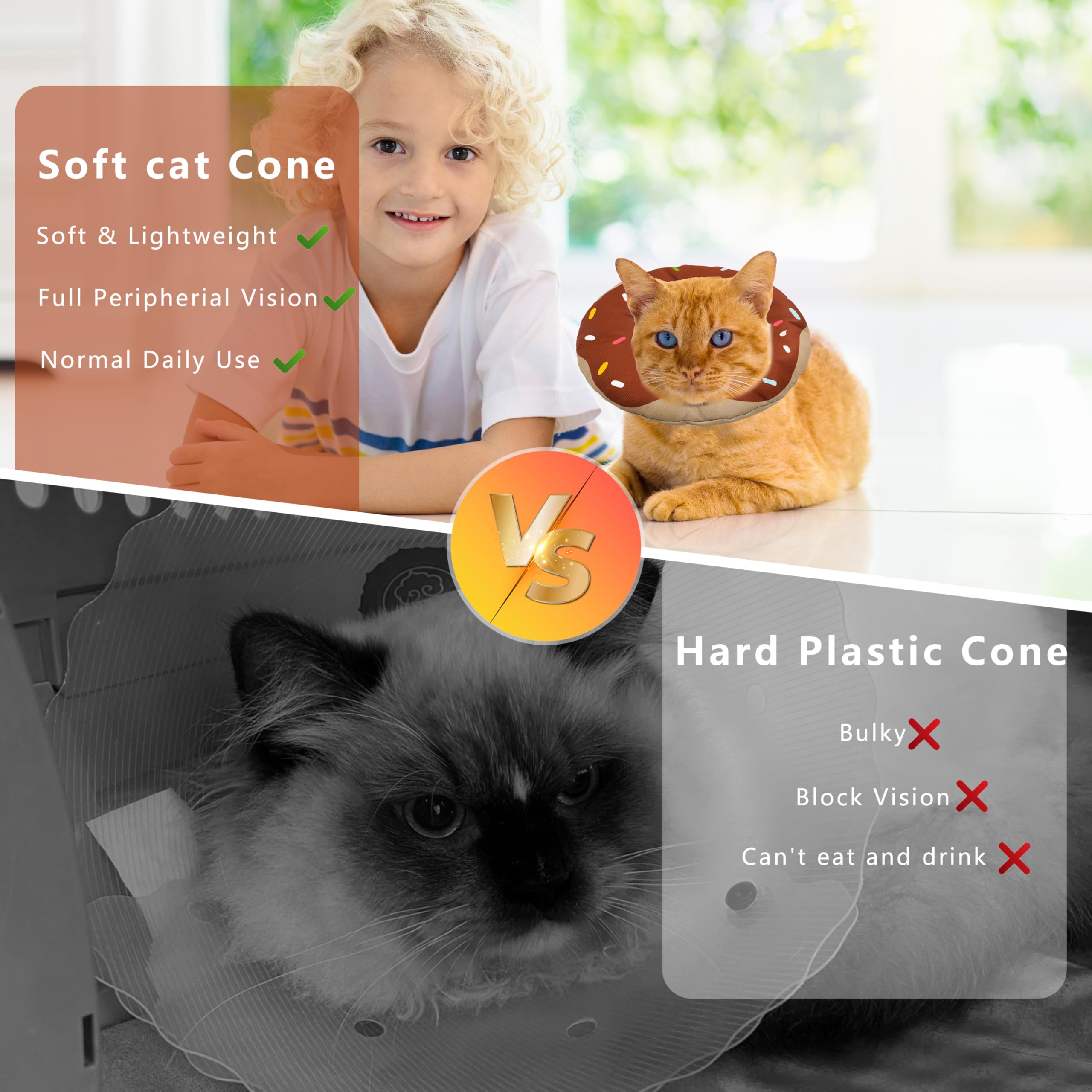 Seyezo cat cone collar pillow-soft support helps calm pets