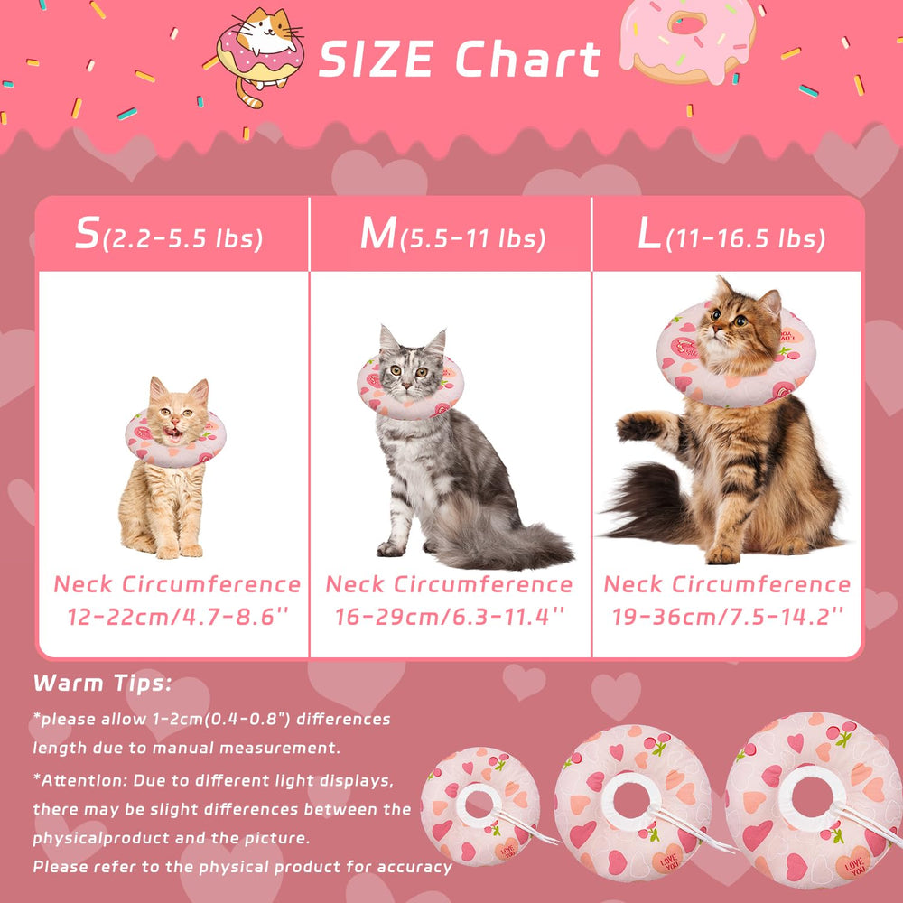 Seyezo cat cone pink heart adjustable strap closeup shows easy fit