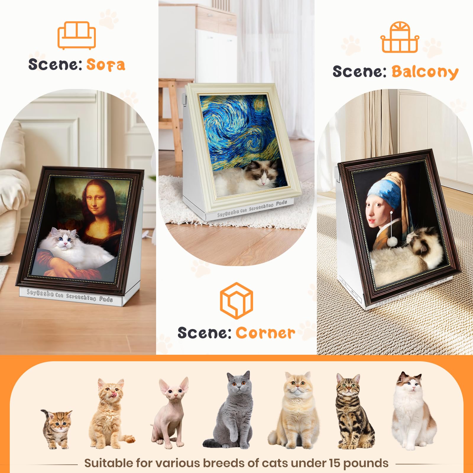 Seyõssbe Mona Lisa cat bed styles offer seasonal art for photoshoots and decor.