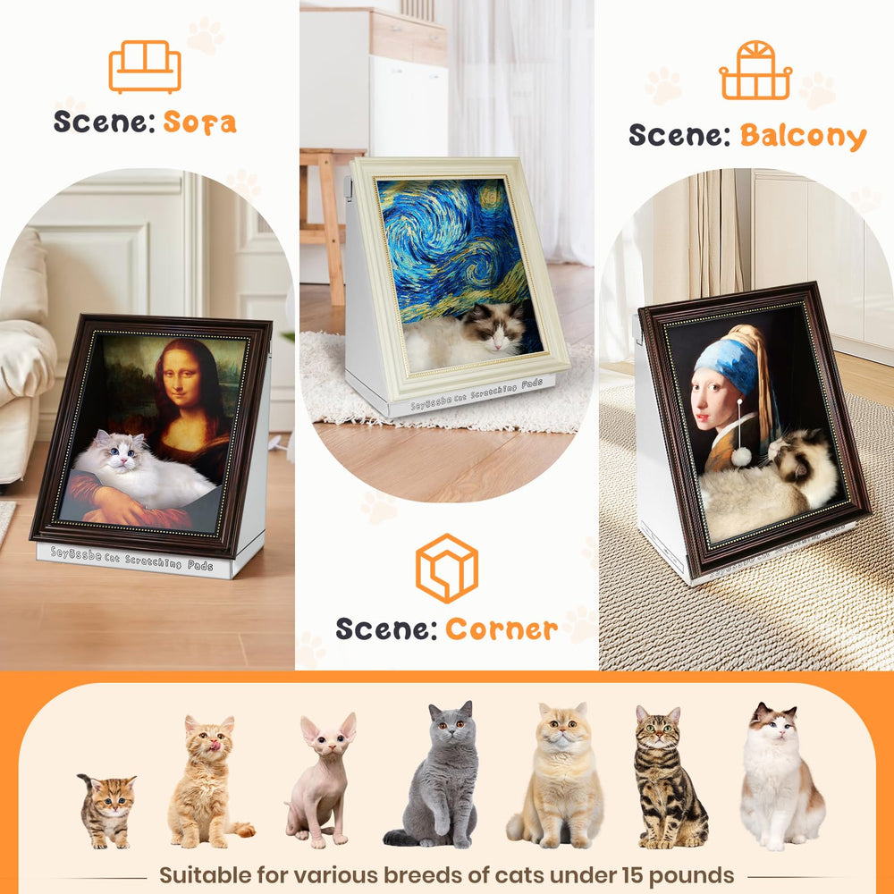 Seyõssbe Mona Lisa cat bed styles offer seasonal art for photoshoots and decor.