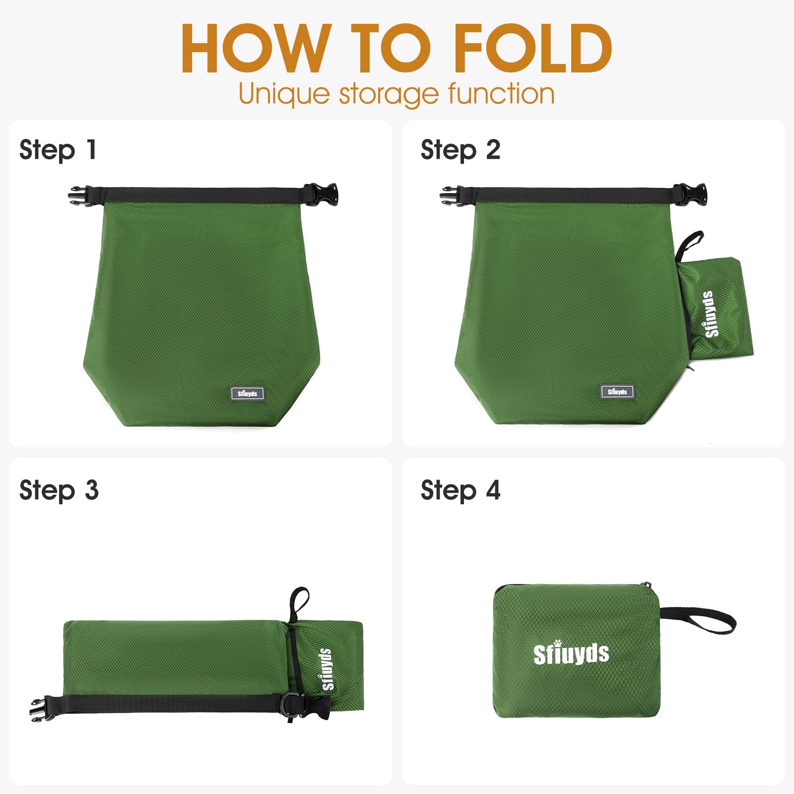 SFIUYDS travel bag includes a 1-cup scoop for precise portions.